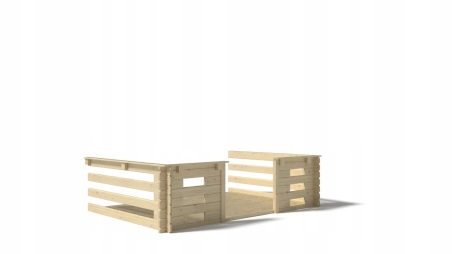 Terrasse en bois avec balustrade pour abri en bois - 9m2 - 3m x 3m - couleur: naturel