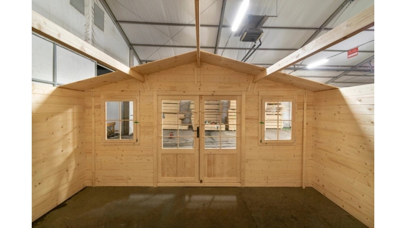 Abri de jardin en bois - 19.2m2 - 4.8x4m - Ep. 40mm - Couleur: naturel
