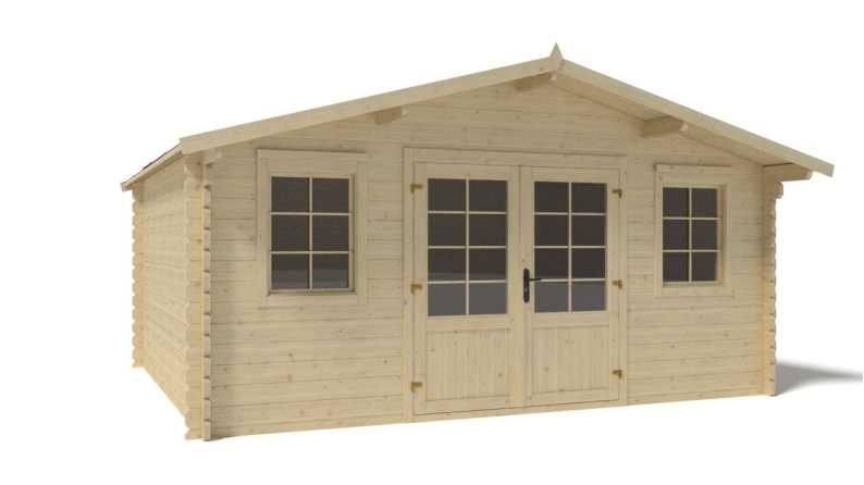 Abri de jardin en bois - 19.2m2 - 4.8x4m - Ep. 40mm - Couleur: naturel