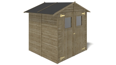 Abri de jardin en bois 3.46 m2 - 1.9x1.82 m - traité - Couleur: vert