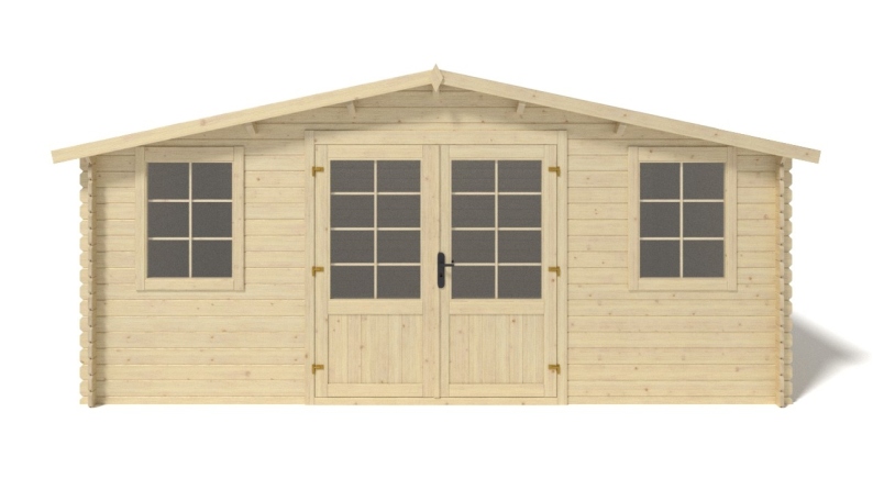 Abri de jardin en bois - 20m2 - 5x4m - Ep. 28mm - Couleur: naturel