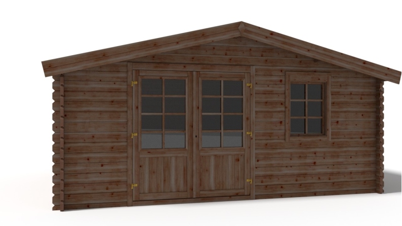 Abri de jardin en bois - 20m2 - 5x4m - Traité - Ep. 45mm - Couleur: marron