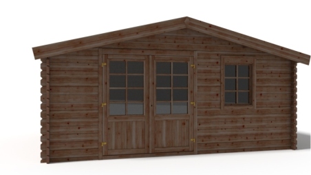 Abri de jardin en bois - 20m2 - 5x4m - Traité - Ep. 45mm - Couleur: marron