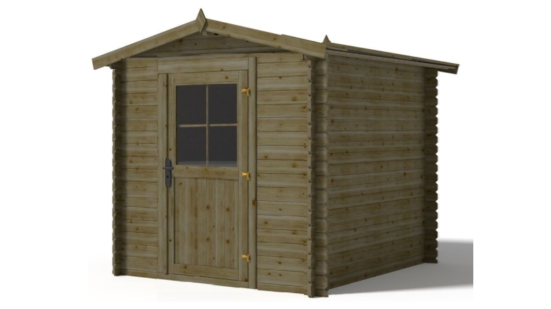 Abri de jardin en bois - 4.75m2 - 1.9x2.5m - Traité - Ep. 28mm - Couleur: vert