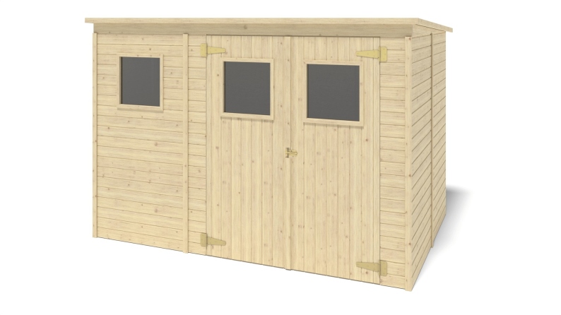 Abri de jardin en bois 4.86 m2 - 2.7x1.8 m - Couleur: naturel
