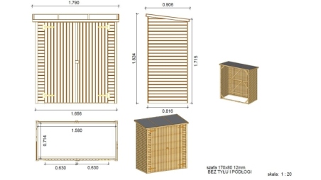 Armoire de jardin à outils 1.66x0.82 m H.1.86