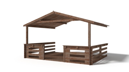 Avant-toit en bois 4x3m pour le chalet de jardin 4m, traité, marron