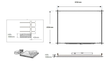 Abri de jardin en bois - 15.2m2 - 3.9x3.9m - Traité - Ep. 34mm - Couleur: marron