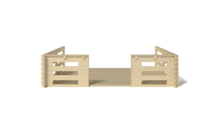 Terrasse en bois avec balustrade pour abri en bois - 12m2 - 4m x 3m - couleur: naturel
