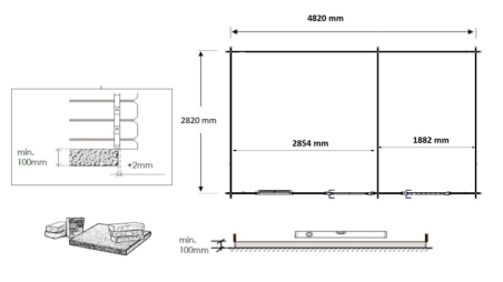 Abri de jardin en bois - 15m2 - 5x3m - Ep. 28mm - Couleur: naturel