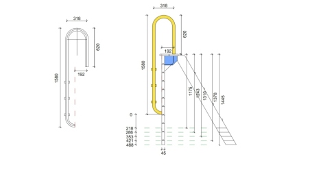Échelle de piscine en acier inoxydable à 3 marches