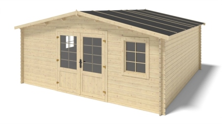 Abri de jardin en bois - 25m2 - 5x5m - Ep. 28mm - Couleur: naturel