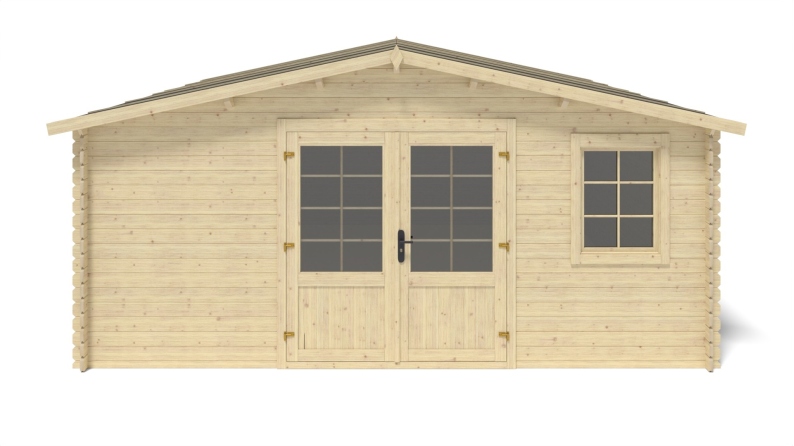 Abri de jardin en bois - 25m2 - 5x5m - Ep. 28mm - Couleur: naturel