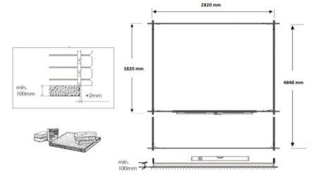 Abri de jardin en bois - 3x2 m + terrasse avec balustrade et avant-toit en bois - 15 m2