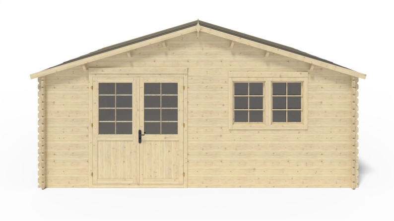 Abri de jardin en bois - 36m2 - 6x6m - Ep. 40mm - Couleur: naturel