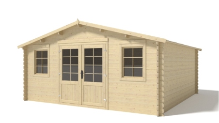 Abri de jardin en bois - 25m2 - 5x5m - Ep. 40mm - Couleur: naturel