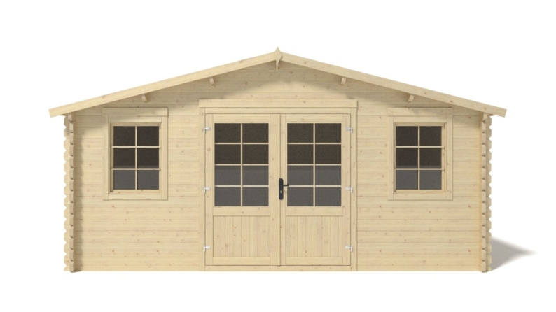 Abri de jardin en bois - 25m2 - 5x5m - Ep. 40mm - Couleur: naturel