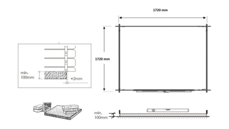Abri de jardin en bois - 3.61m2 - 1.9x1.9m - Ep. 28mm - Couleur: naturel