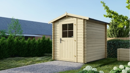Abri de jardin en bois - 4.75m2 - 1.9x2.5m - Ep. 28mm - Couleur: naturel