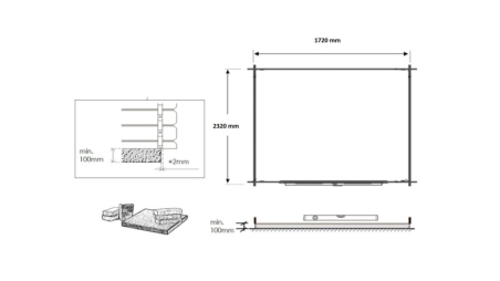 Abri de jardin en bois - 4.75m2 - 1.9x2.5m - Ep. 28mm - Couleur: naturel
