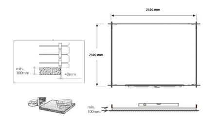 Abri de jardin en bois - 6.25m2 - 2.5x2.5m - Ep. 28mm - Couleur: naturel