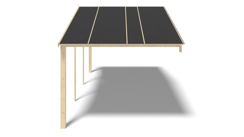 Avant-toit en bois 6x3m pour le chalet de jardin 6m, couleur naturel