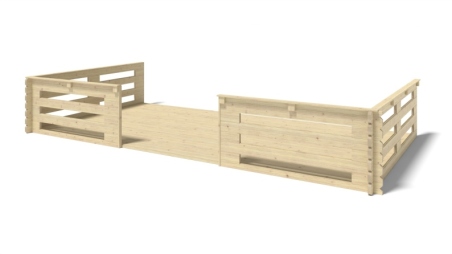 Abri de jardin en bois - 6x5 m + terrasse avec balustrade et avant-toit en bois - 48 m2