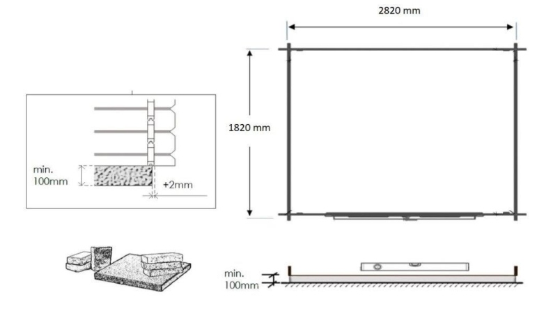Abri de jardin en bois - 6m2 - 3x2m - Ep. 28mm - Couleur: naturel