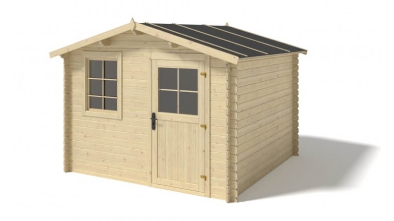Abri de jardin en bois - 7.5m2 - 3x2.5m - Ep. 28mm - Couleur: naturel