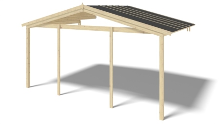 Abri de jardin en bois - 5x4 m + terrasse avec balustrade et avant-toit en bois - 30 m2