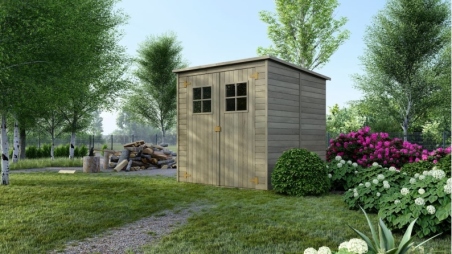 Abri de jardin en bois 3.42 m2 - 1.9x1.8 m - traité - Couleur: vert