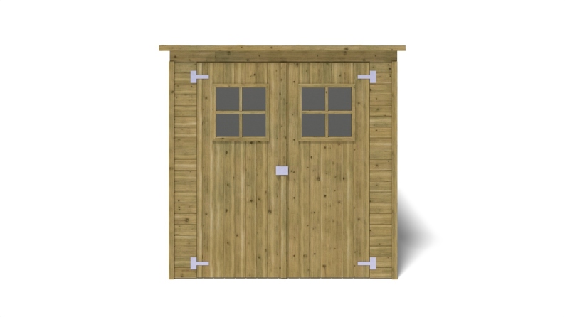 Abri de jardin en bois 3.42 m2 - 1.9x1.8 m - traité - Couleur: vert