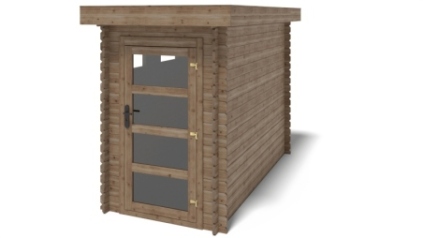 Abri de jardin en bois - 4.5m2 - 1.5x3m - Traité - Ep. 28mm - Couleur: marron