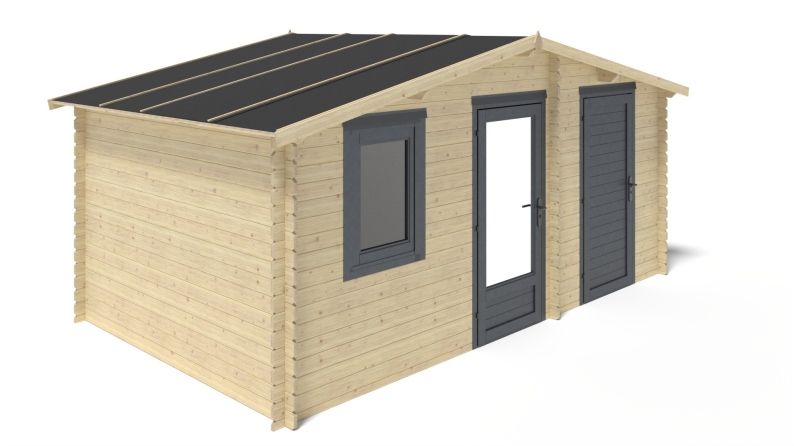 Abri de jardin en bois - 15m2 - 5x3m - Ep. 28mm - Couleur: naturel