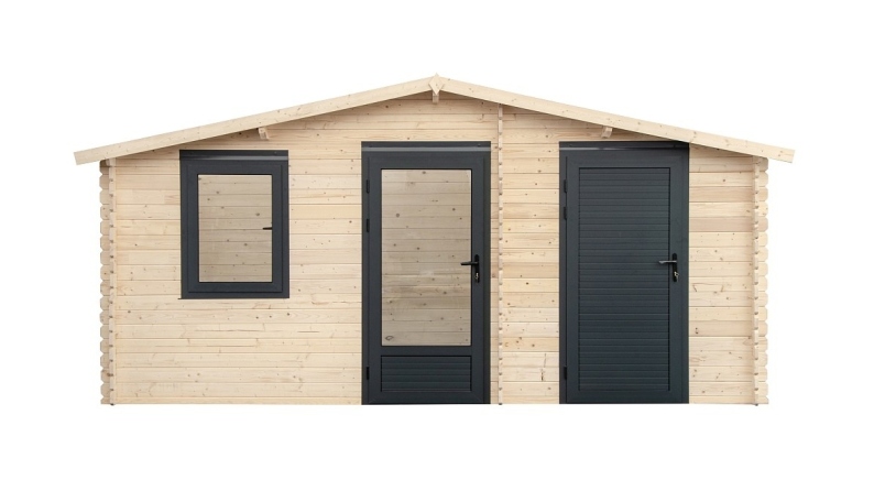 Abri de jardin en bois - 15m2 - 5x3m - Ep. 28mm - Couleur: naturel