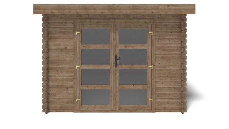 Abri de jardin en bois - 9m2 - 3x3m - Traité - Ep. 28mm - Couleur: marron