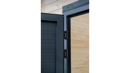 Abri de jardin en bois - 5x3 m + terrasse avec balustrade et avant-toit en bois - 25 m2