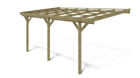 Carport, abri de voiture  3x5.24 m - 15 m2 - adossé 