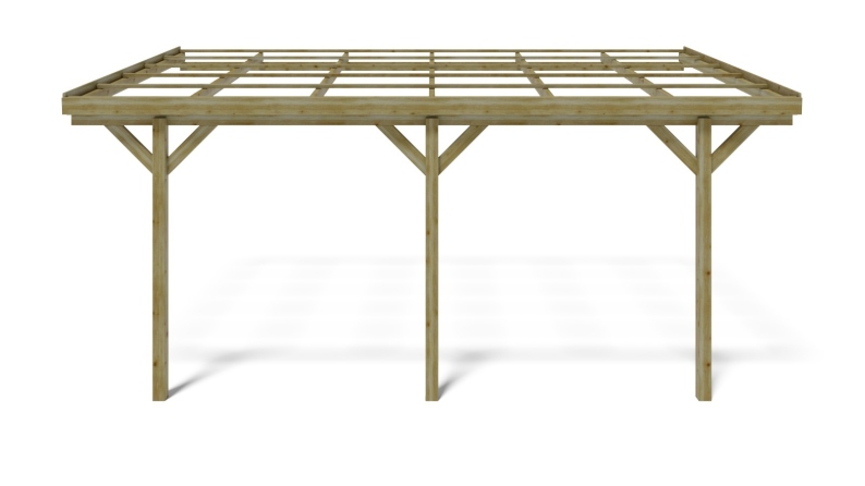 Carport, abri de voiture  3x5.24 m - 15 m2 - adossé 