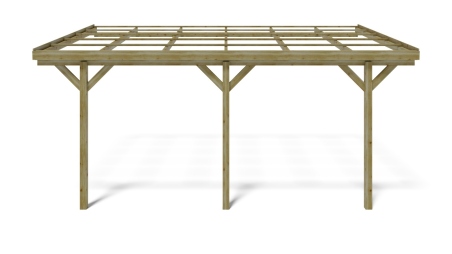 Carport, abri de voiture  3x5.24 m - 15 m2 - adossé 