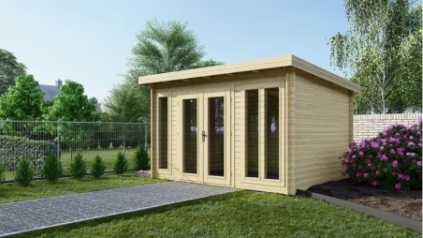 Abri de jardin en bois - 16m2 - 4x4m - Ep. 34mm - Couleur: naturel