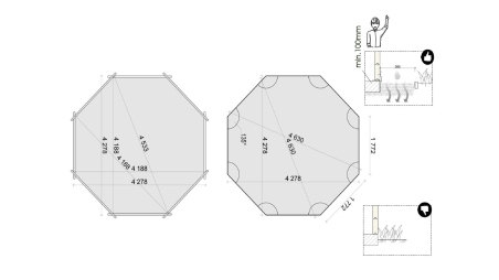 Piscine en bois 4.71x4.72 - H.1.2 m autoportante
