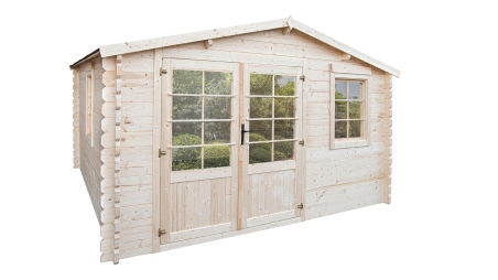 Abri de jardin en bois - 15.21m2 - 3.9x3.9m - Ep. 40mm - Couleur: naturel