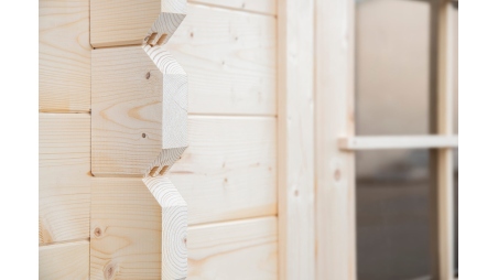 Abri de jardin en bois - 15.21m2 - 3.9x3.9m - Ep. 40mm - Couleur: naturel