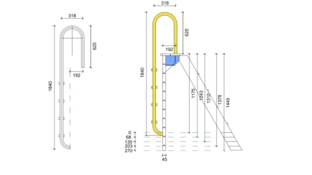 Échelle de piscine en acier inoxydable à 4 marches
