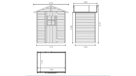 Abri de jardin en bois 2.17 m2 - 1.77x1.23 m - traité - Couleur: vert
