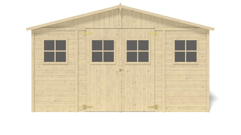 Abri de jardin en bois 11.88 m2 - 4x2.97 m - Couleur: naturel