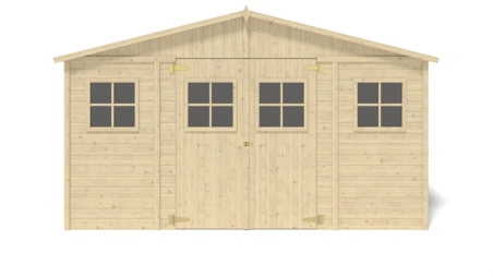 Abri de jardin en bois 11.88 m2 - 4x2.97 m - Couleur: naturel