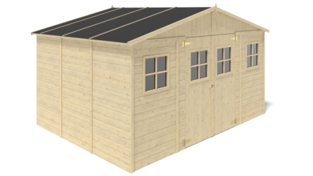 Abri de jardin en bois 11.88 m2 - 4x2.97 m - Couleur: naturel