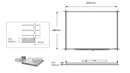 Abri de jardin en bois - 12m2 - 3x4m - Ep. 28mm - Couleur: naturel